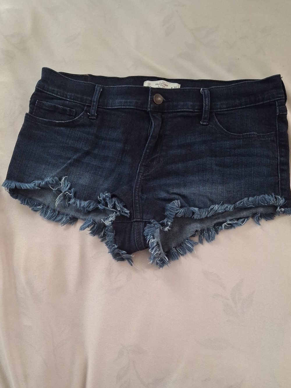 Abercrombie & Fitch Dark Indigo Frayed Hem Denim Shorts